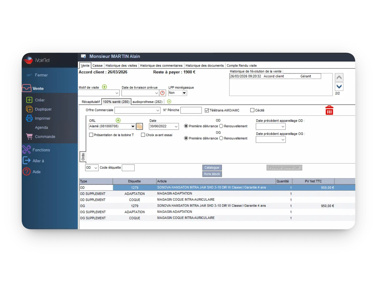 Interface iVoirNet — logiciel paramétrable